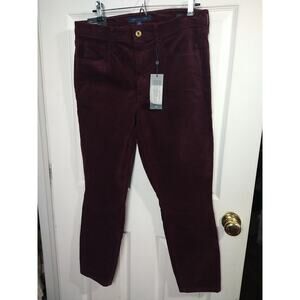 Tommy Hilfiger Woman 12 Corduroy Pants Purple Tribeca Skinny Stretch Straight...